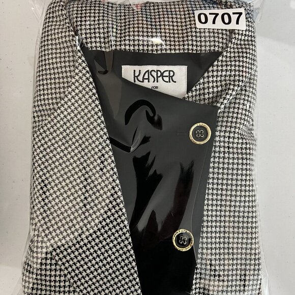 Kasper ASL Womens 8 Black White Houndstooth Blazer Skirt Set Power Suit Timeless - Picture 16 of 16